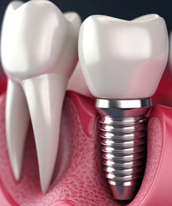 a 3D depiction of a single dental implant